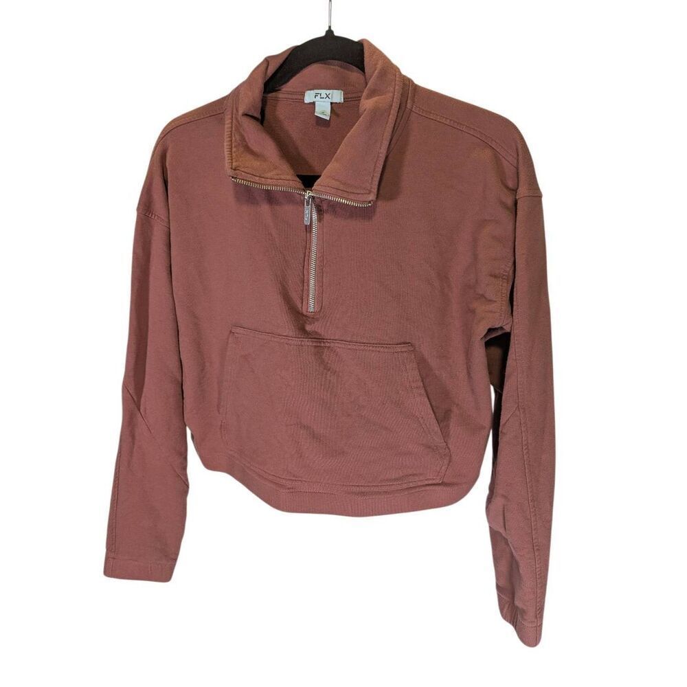 FLX Cropped Quarter-zip Sweatshirt Red/Orange Women's Medium